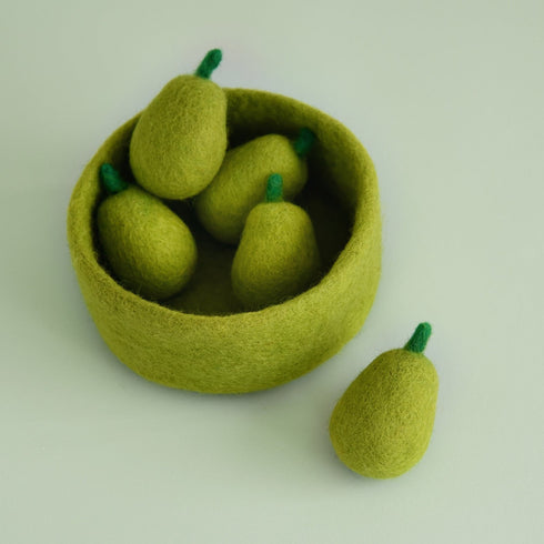 DASHDU - Perry Pear - Five Felt Fruit Pears With Bowl